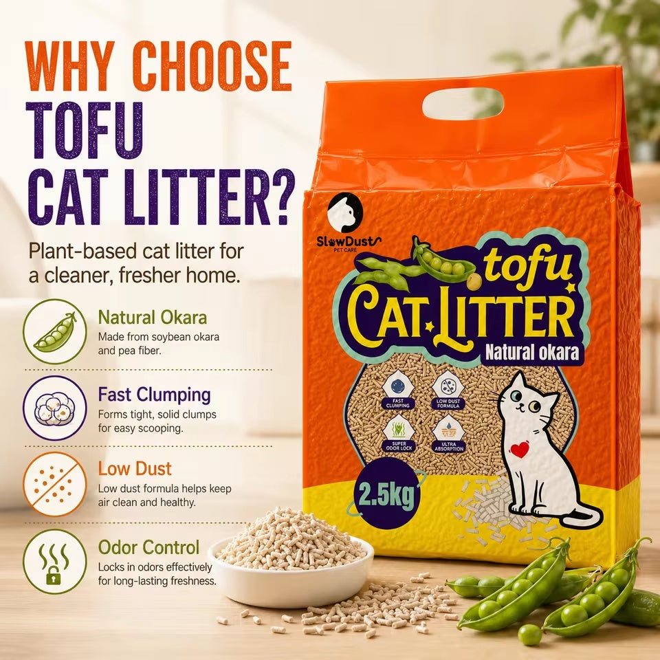 Tofu clumping cat litter pellets closeup