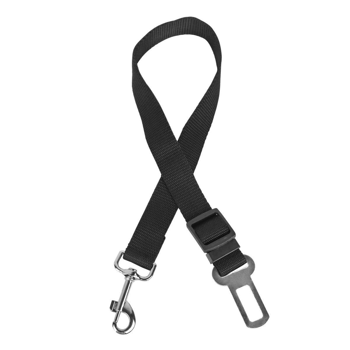 Adjustable pet car seat belt - single strap with seatbelt buckle clip