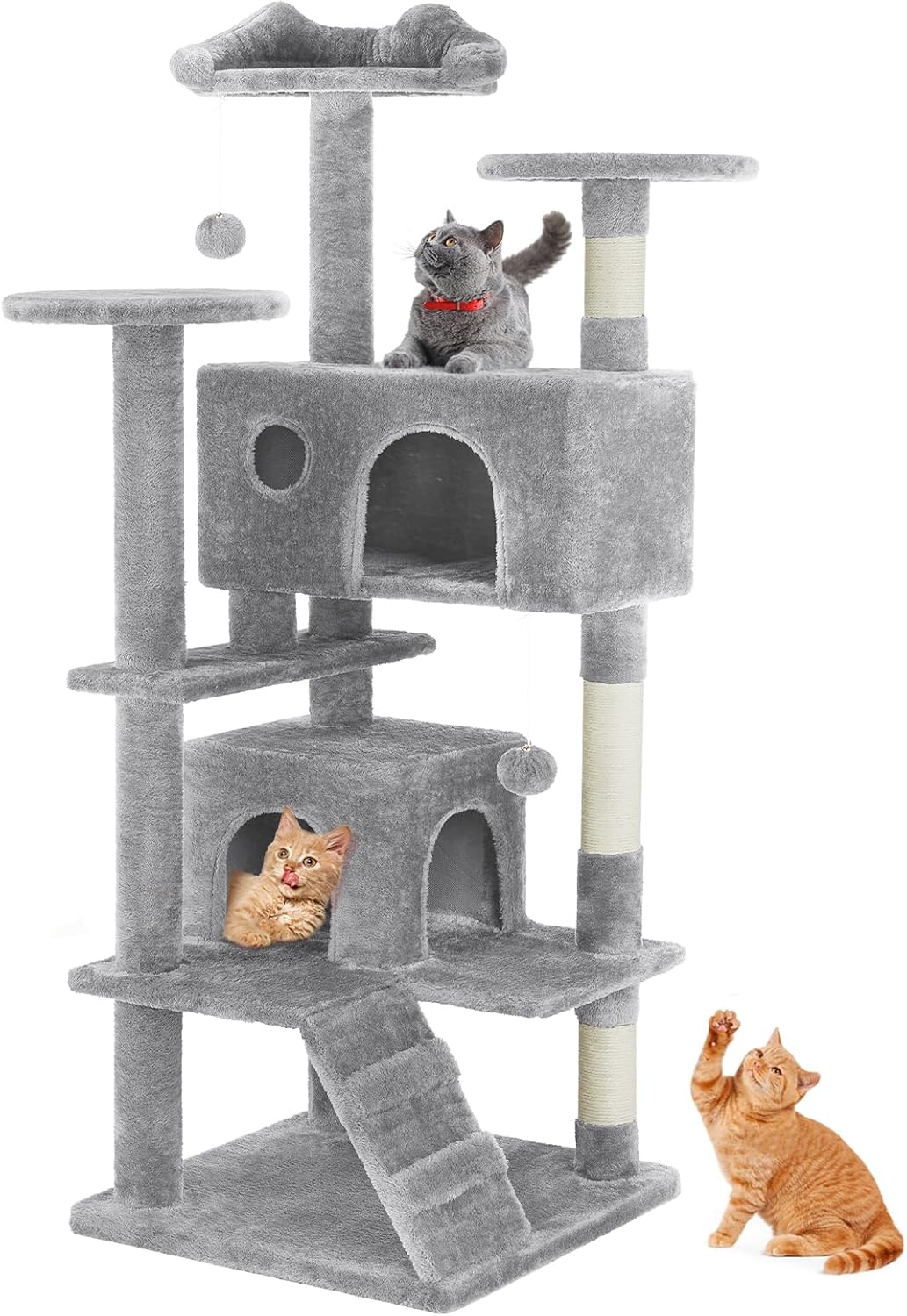 PawandLuna 54in Cat Tree Tower, Multi-Level with Sisal Posts