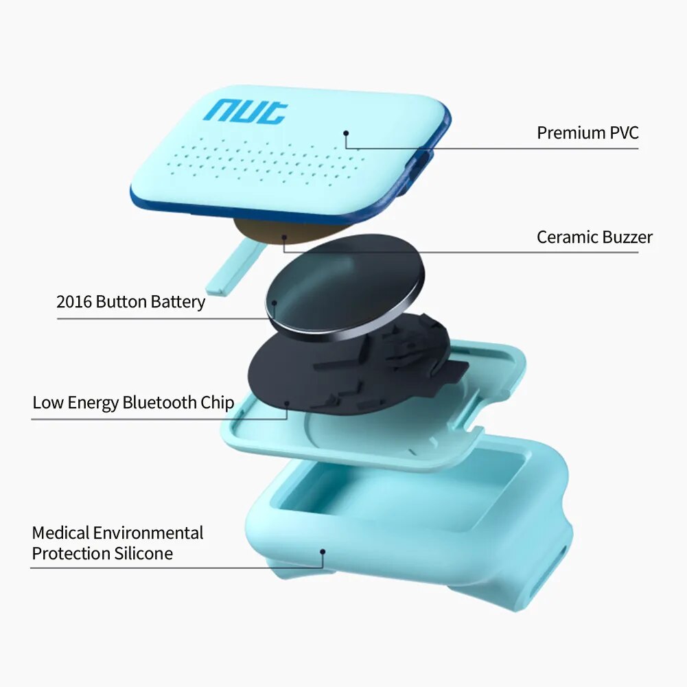 PawandLuna GPS collar internal components: PVC shell, ceramic buzzer, Bluetooth chip, silicone casing