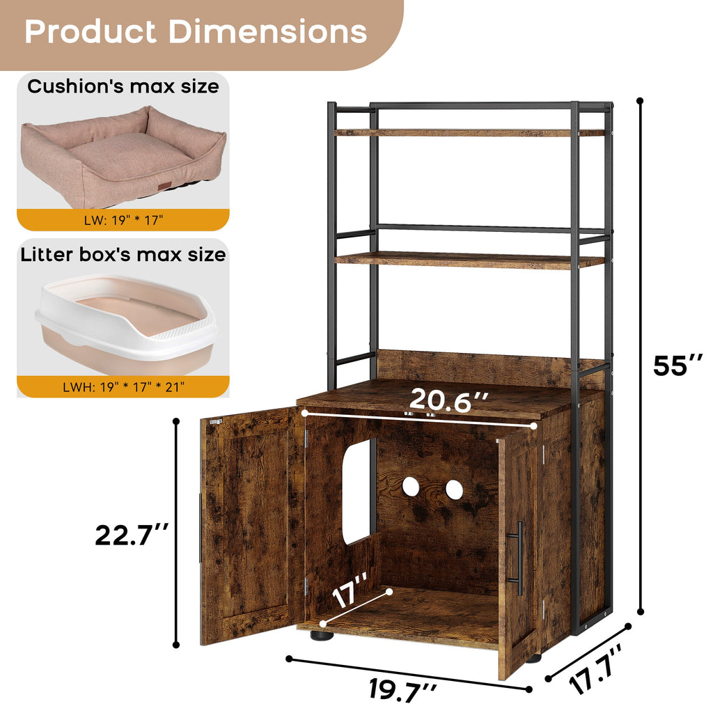 PawandLuna Litter Box Enclosure Cabinet, 2-in-1 with Storage