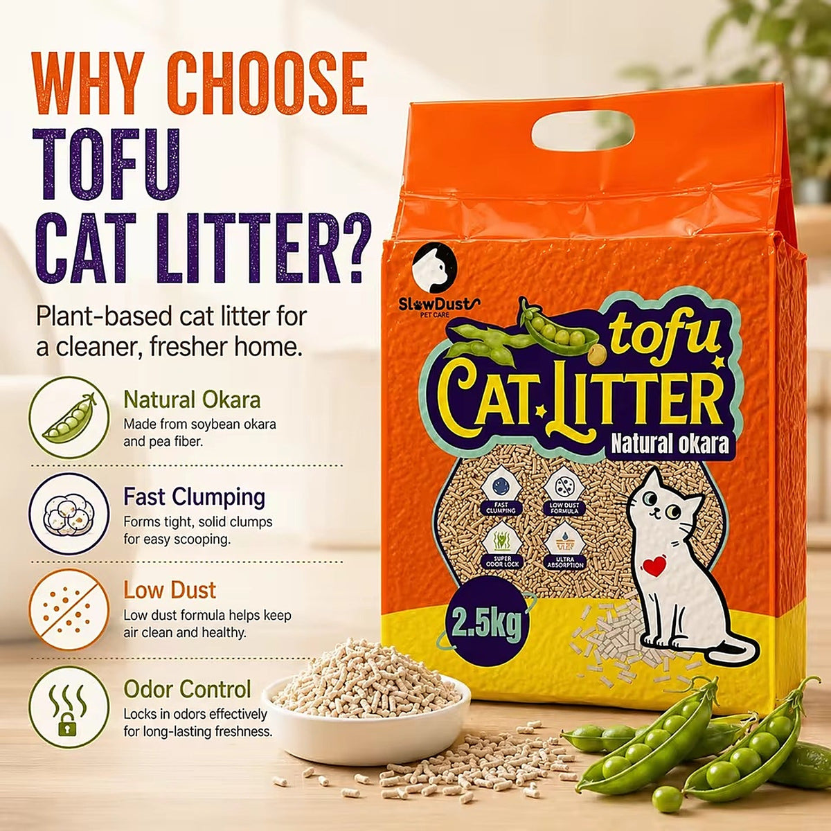 PawandLuna Tofu Clumping Cat Litter, 2-Pack
