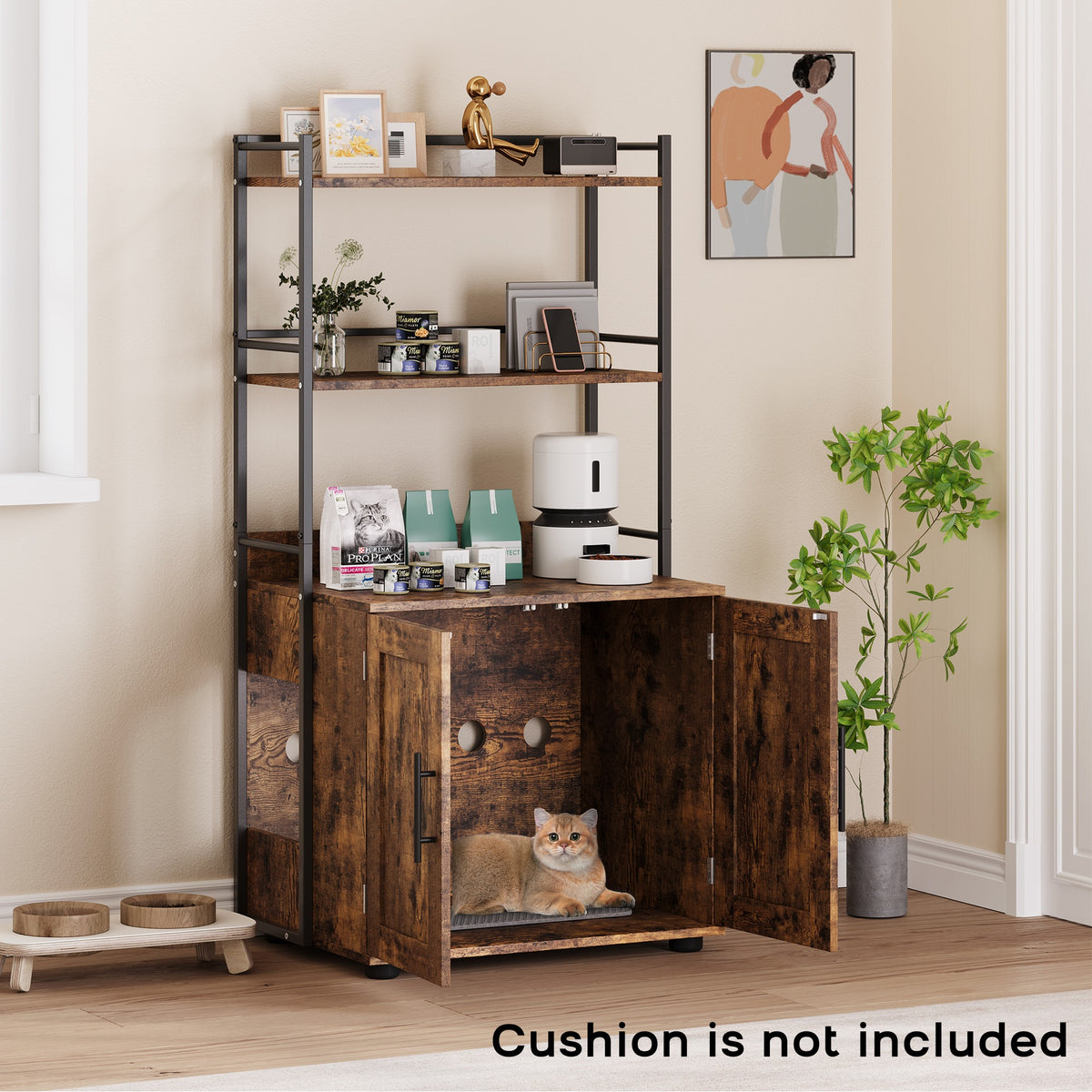 PawandLuna Litter Box Enclosure Cabinet, 2-in-1 with Storage