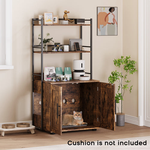 2-in-1 Litter Box Cabinet — Hidden Storage, Zero Mess