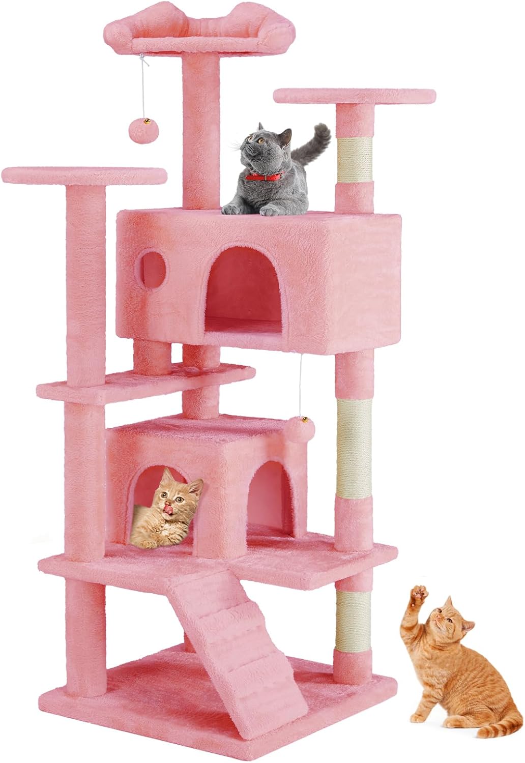 PawandLuna 54in Cat Tree Tower, Multi-Level with Sisal Posts