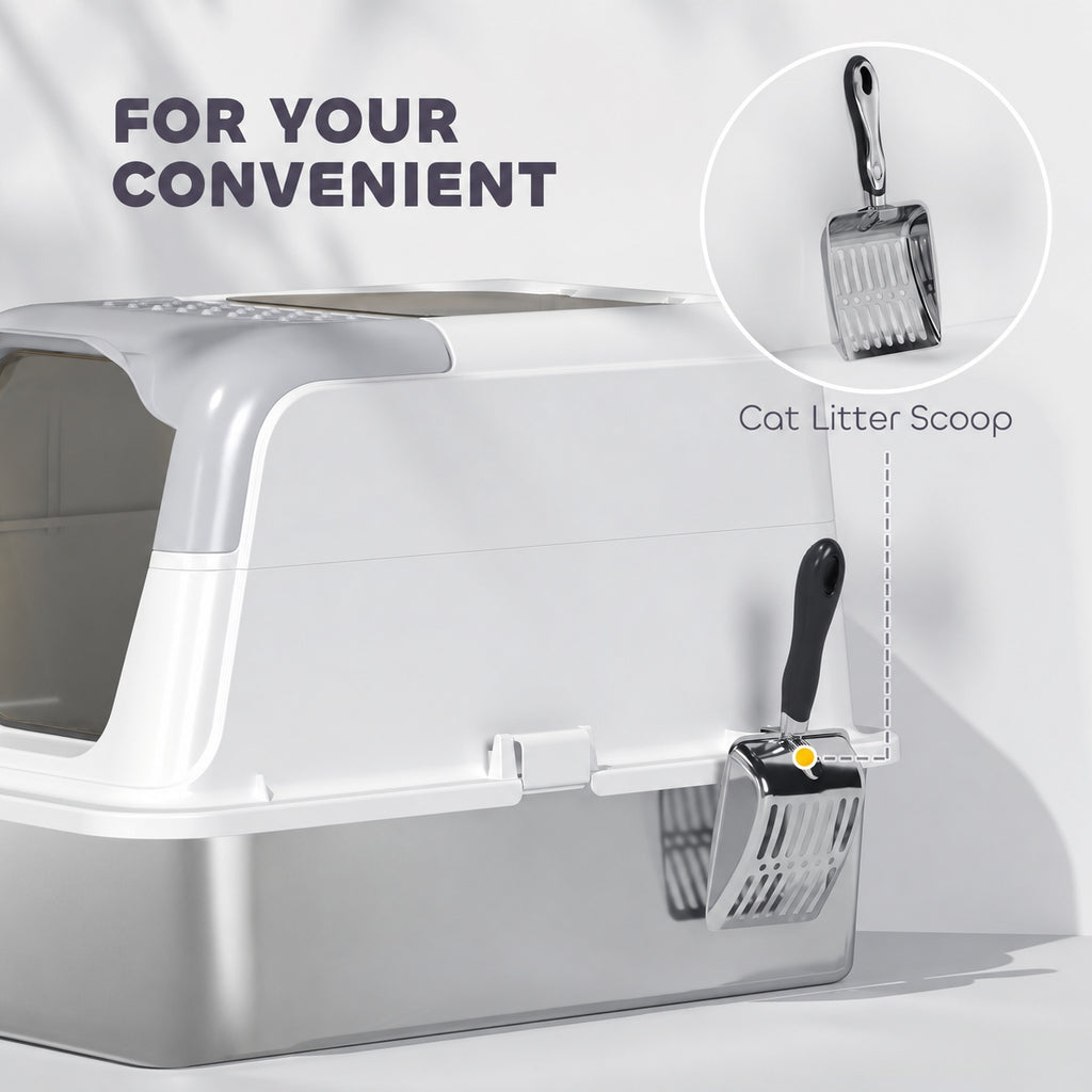 PawandLuna Enclosed Stainless Steel Litter Box, Extra Large