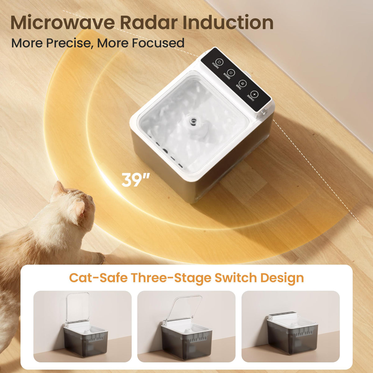 PawandLuna Automatic Cat Water Fountain, 3L with Radar Sensing