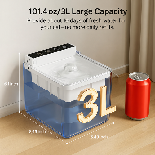 PawandLuna Automatic Cat Water Fountain, 3L with Radar Sensing