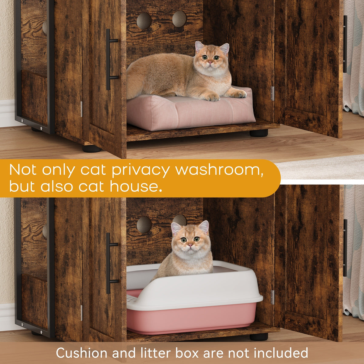 PawandLuna Litter Box Enclosure Cabinet, 2-in-1 with Storage