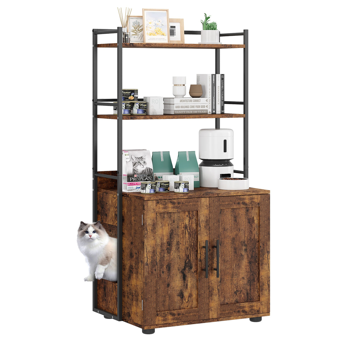 PawandLuna Litter Box Enclosure Cabinet, 2-in-1 with Storage