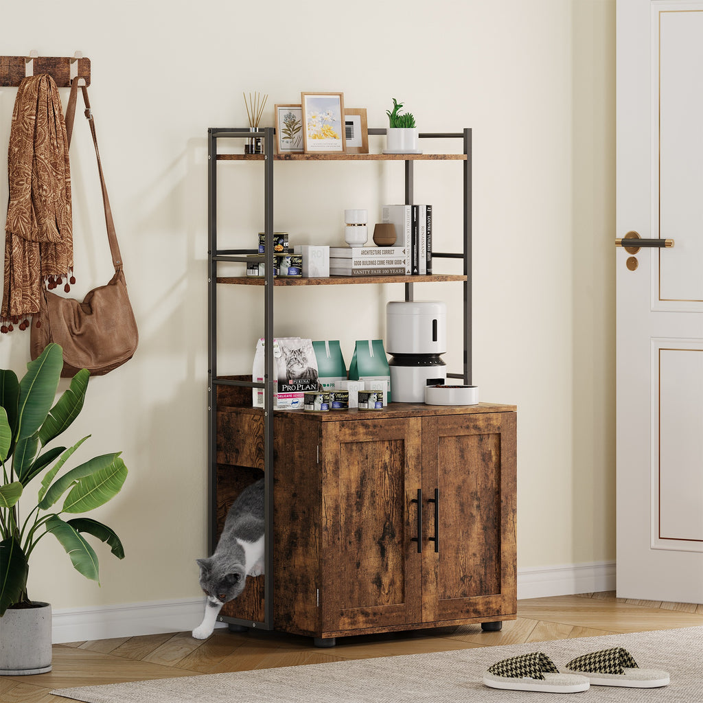 PawandLuna Litter Box Enclosure Cabinet, 2-in-1 with Storage