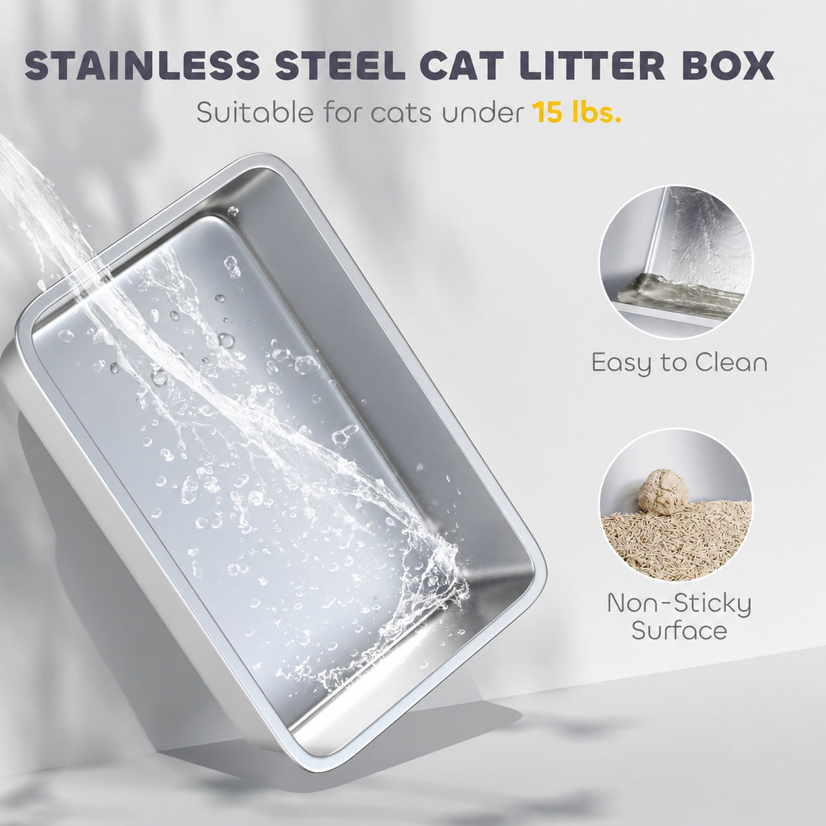 PawandLuna Enclosed Stainless Steel Litter Box, Extra Large